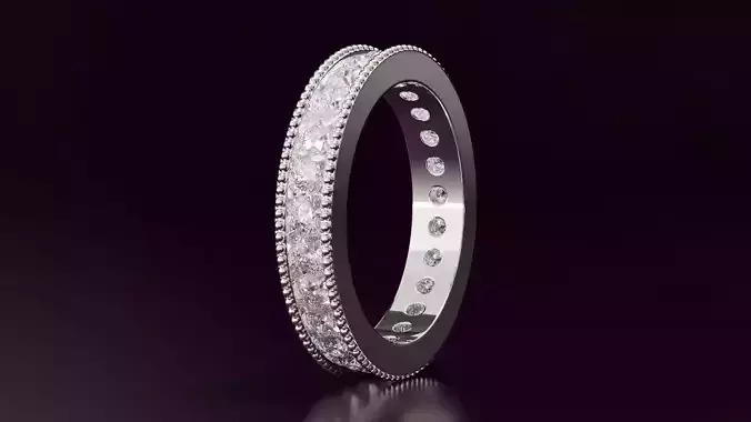 Channel Set Round cut eternity ring with bead N03 145CT EU54