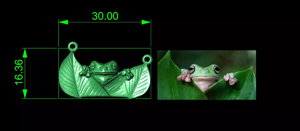 Frog Between Leaves Pendant 3D print model_0
