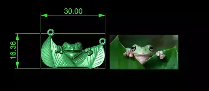 Frog Between Leaves Pendant 3D print model