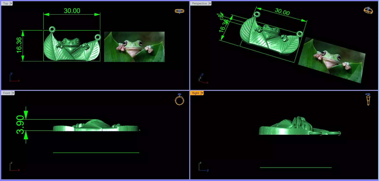 Frog Between Leaves Pendant 3D print model_1