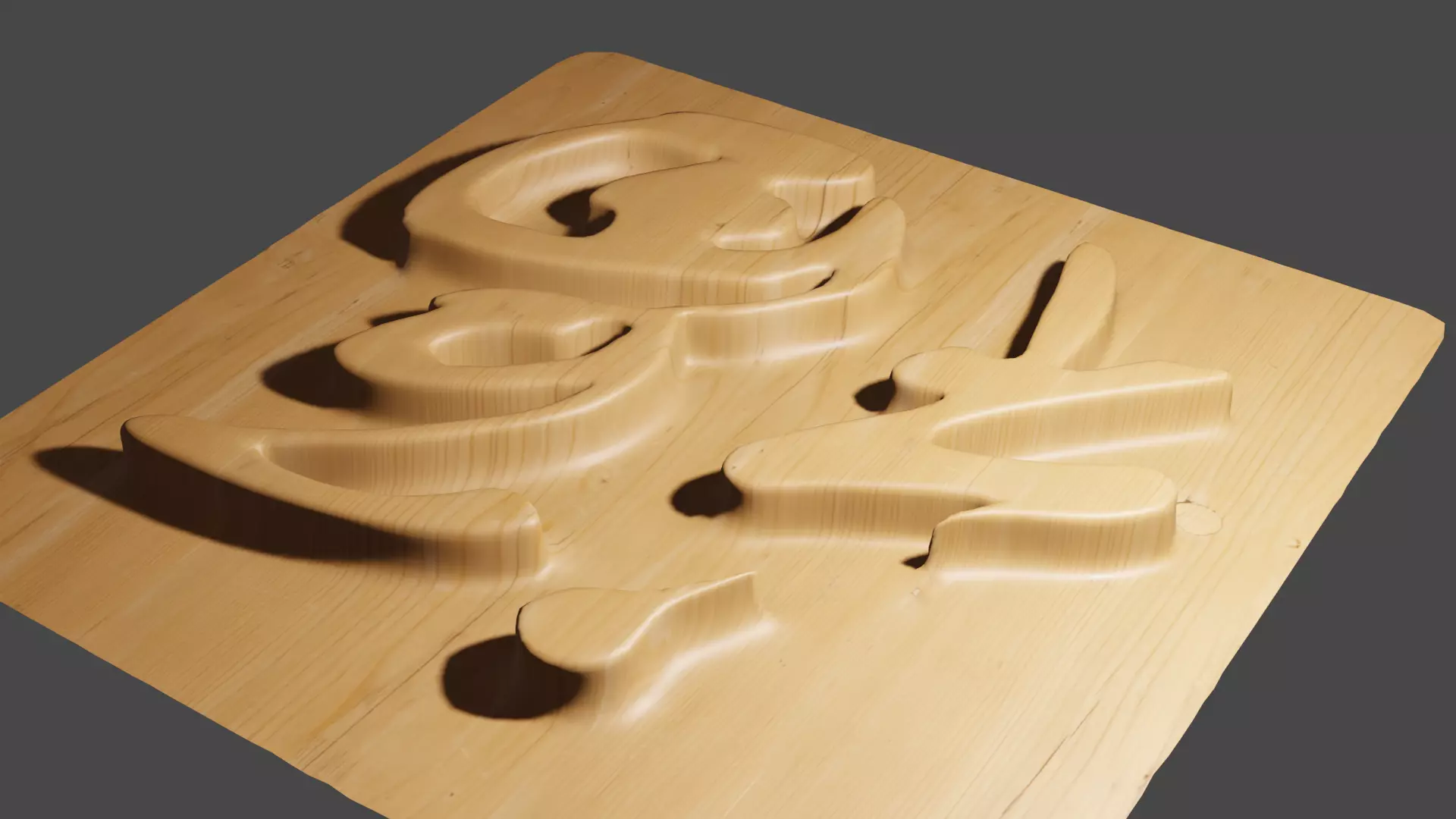 Wooden sheet with Chinese scripts engrave on it Low-poly 3D model_3