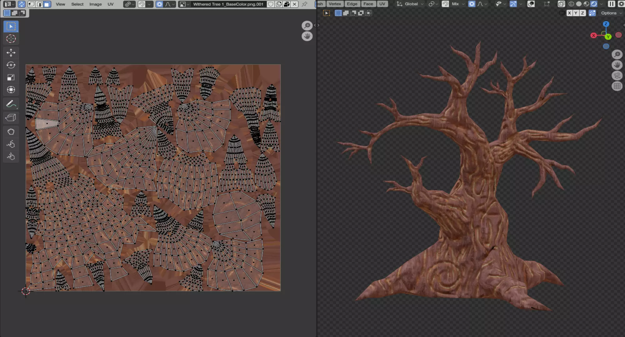 Stylized Halloween Props - Withered Tree 1 Low-poly 3D model_8