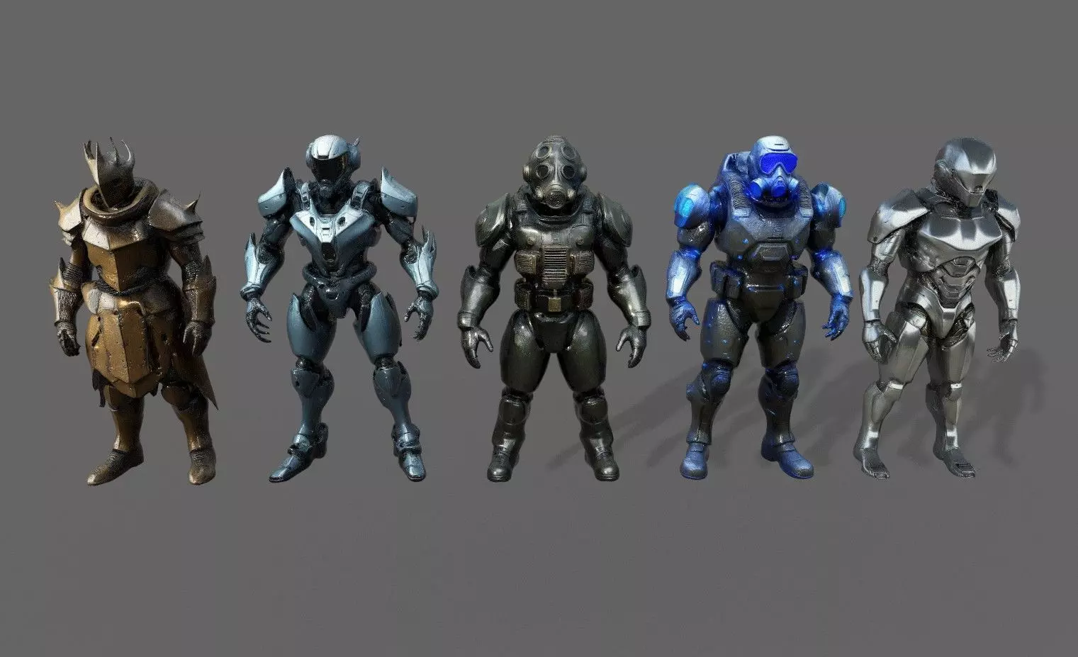 Cyborg Fighter Pack 4 Low-poly 3D model_0