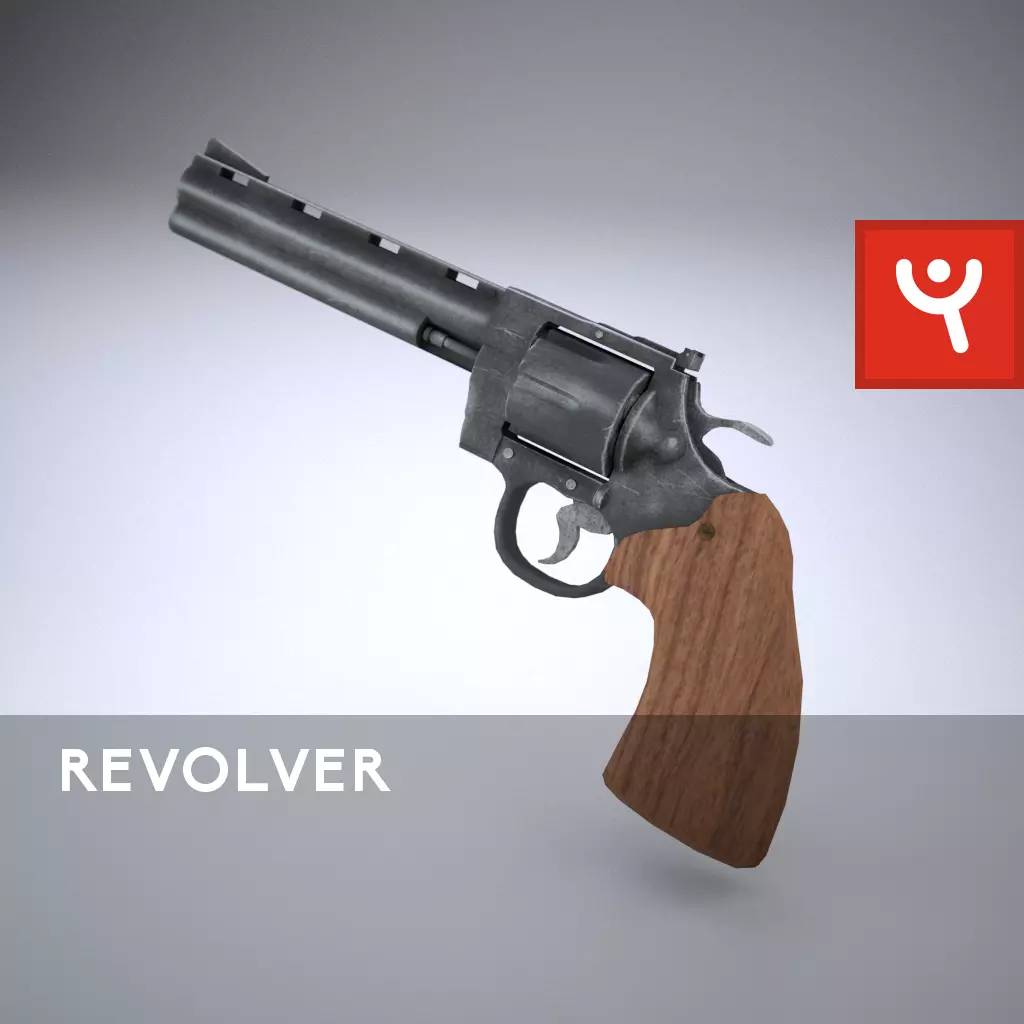 Revolver Low-poly 3D model_0
