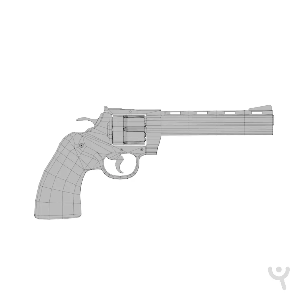 Revolver Low-poly 3D model_5