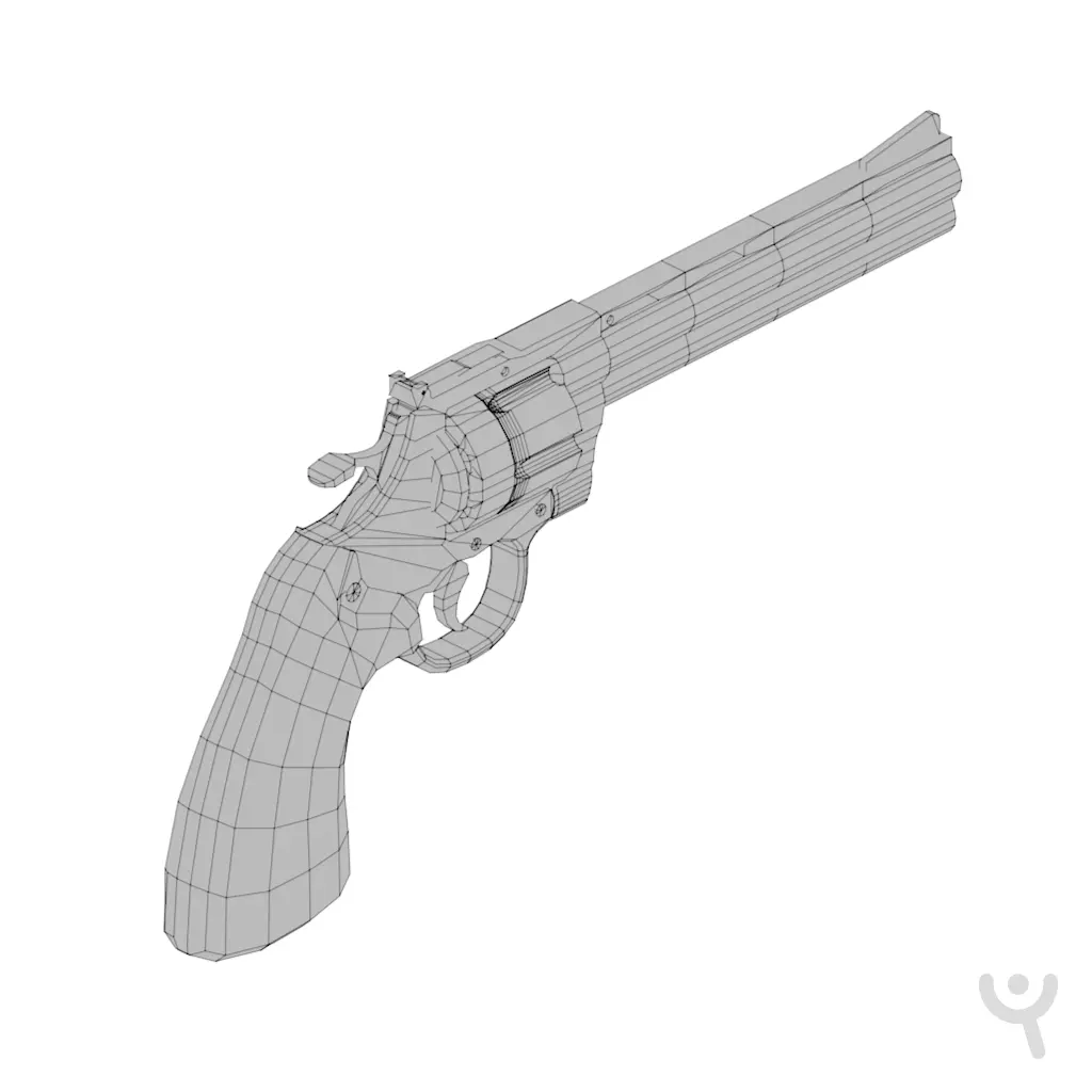 Revolver Low-poly 3D model_4