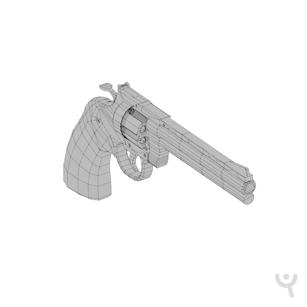 Revolver Low-poly 3D model_6