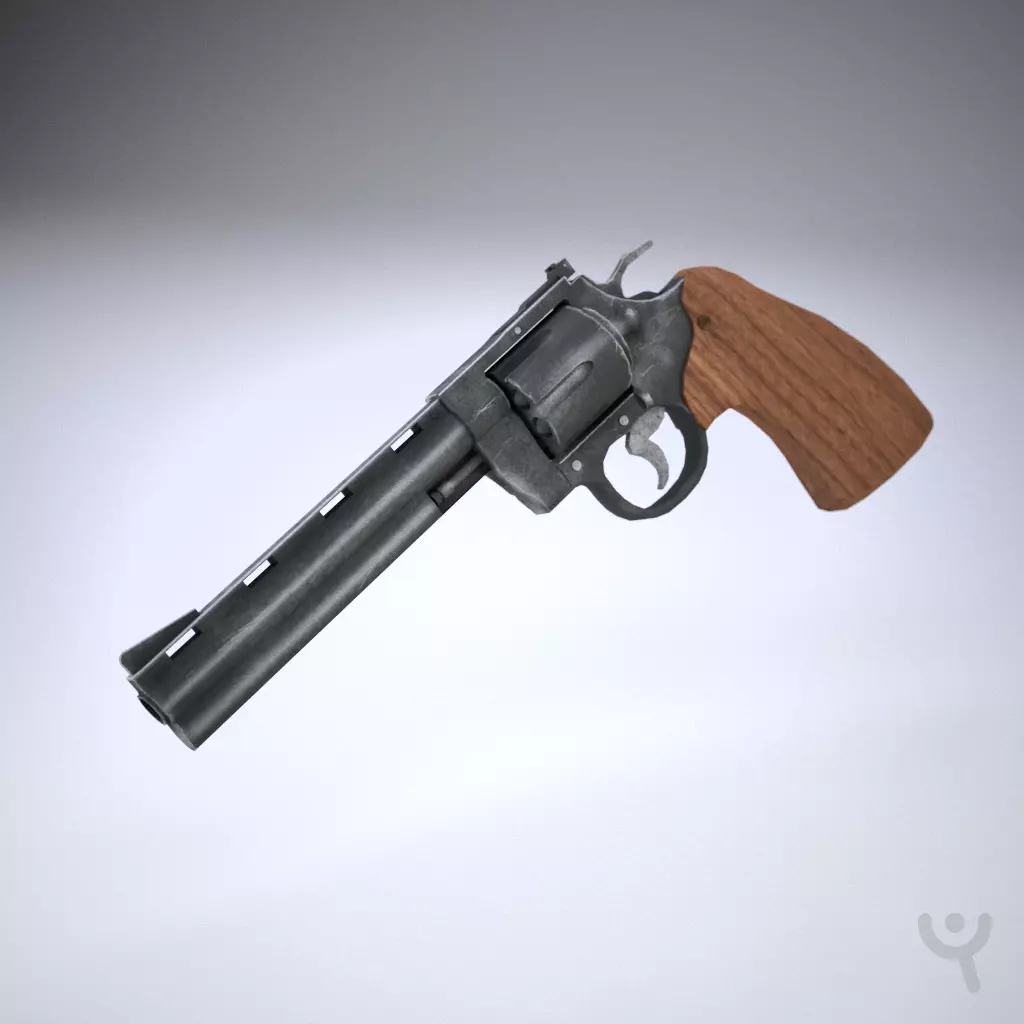 Revolver Low-poly 3D model_3