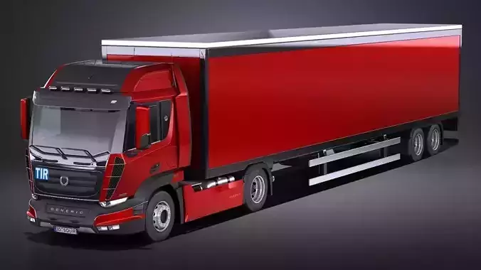Generic Semi Truck with Trailer 2016 3D model