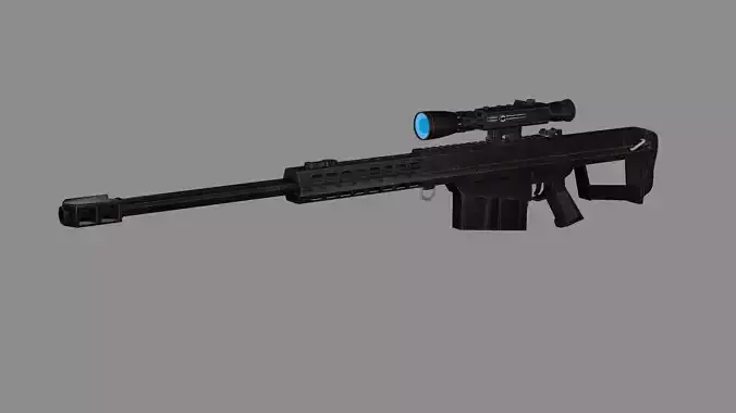 Modular Sniper Rifle MK Mjolnir Low-poly 3D Model Low-poly 3D model