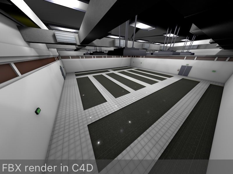 Empty Data Center Room Low Poly Ready to Render Low-poly 3D model_9