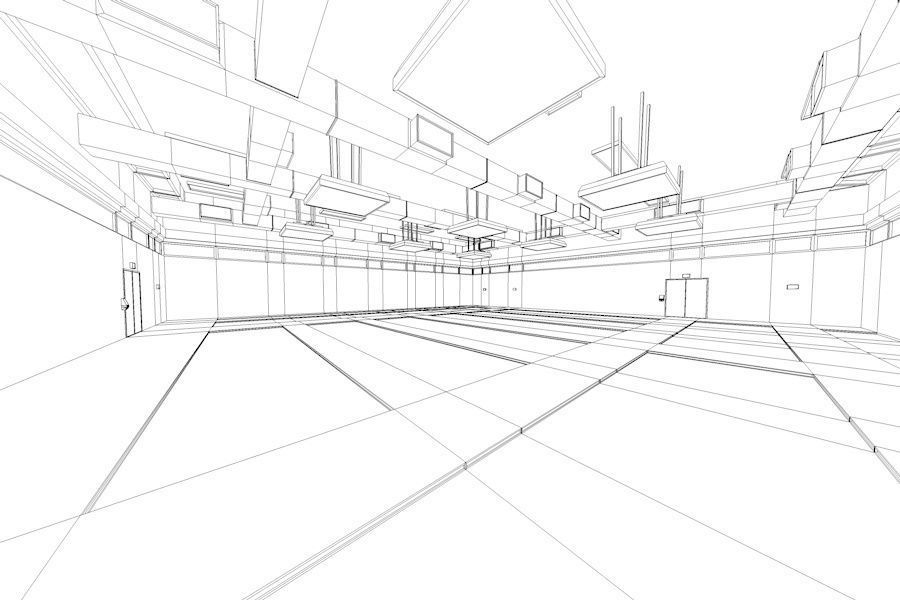 Empty Data Center Room Low Poly Ready to Render Low-poly 3D model_14