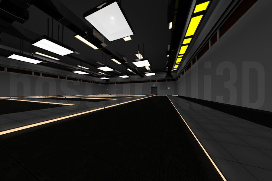 Empty Data Center Room Low Poly Ready to Render Low-poly 3D model_5