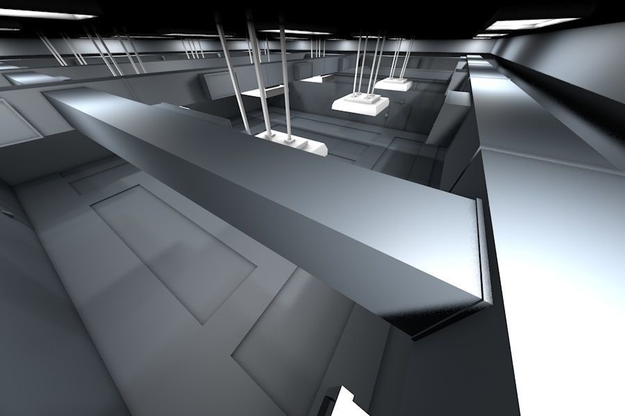 Empty Data Center Room Low Poly Ready to Render Low-poly 3D model_11