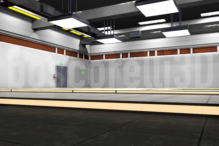 Empty Data Center Room Low Poly Ready to Render Low-poly 3D model_4