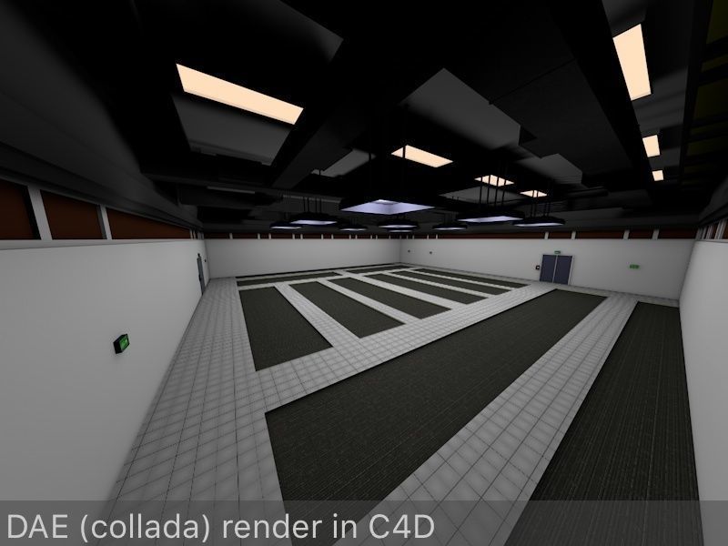 Empty Data Center Room Low Poly Ready to Render Low-poly 3D model_6