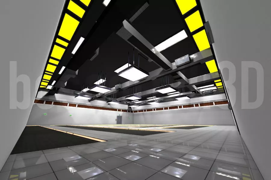 Empty Data Center Room Low Poly Ready to Render Low-poly 3D model_0