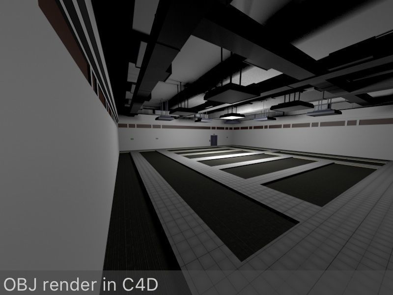 Empty Data Center Room Low Poly Ready to Render Low-poly 3D model_7