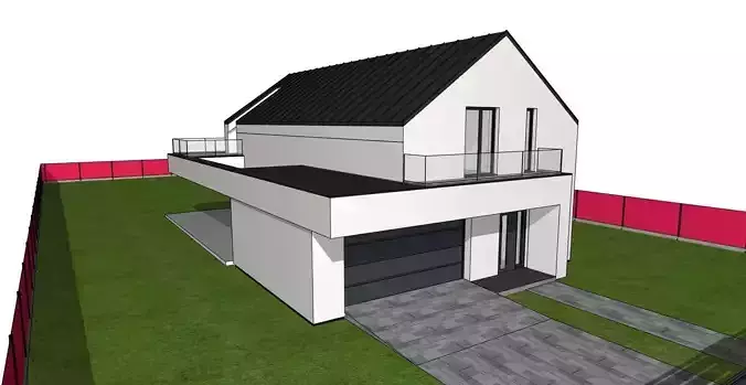 Modern Family House Barn   Minimalist Architectural 3D Model 3D model