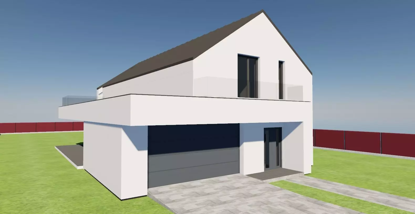 Modern Family House Barn   Minimalist Architectural 3D Model 3D model_1