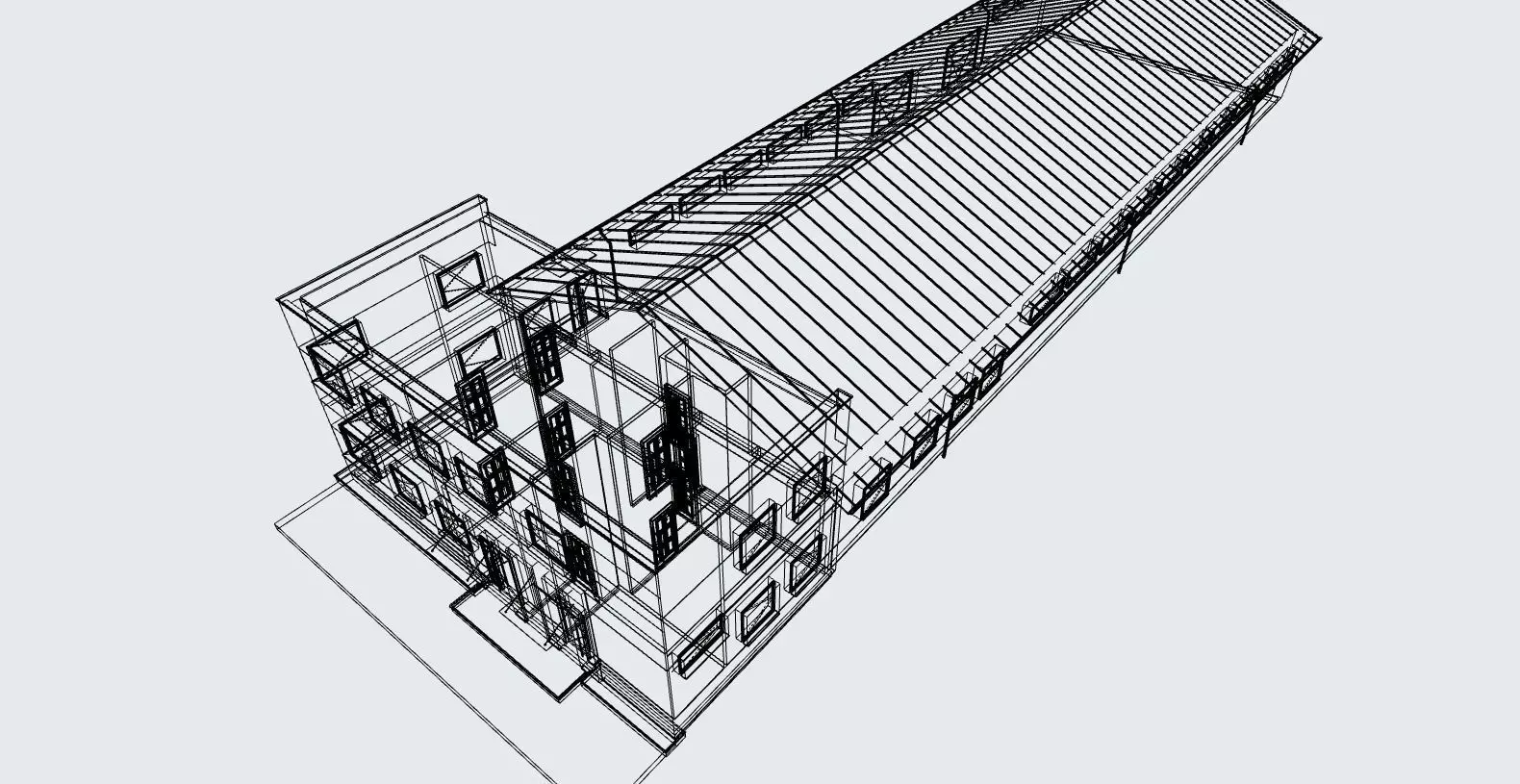 Industrial Hall with Office Building 3D model_3