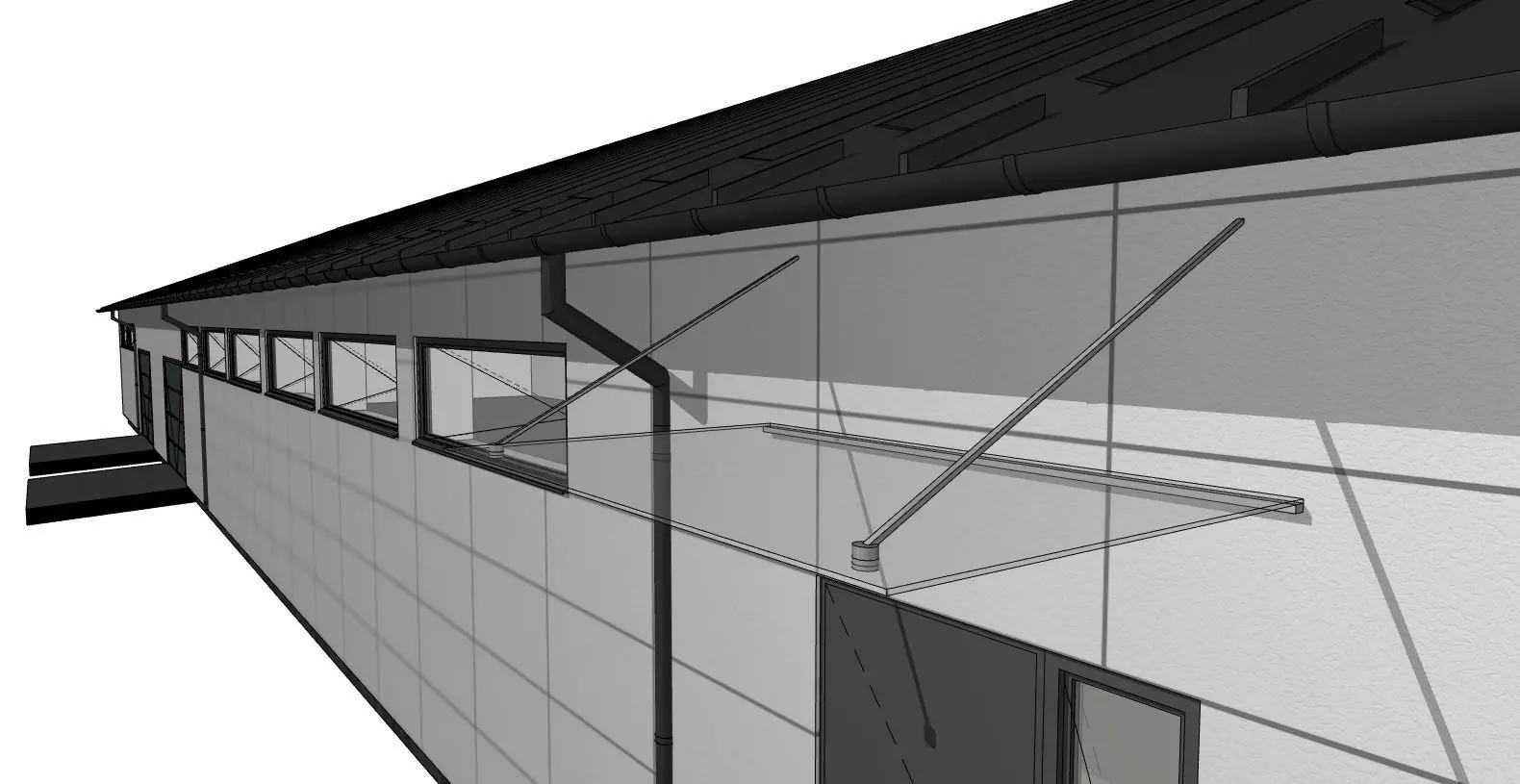 Industrial Hall with Office Building 3D model_10