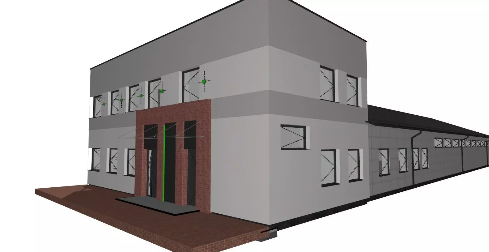 Industrial Hall with Office Building 3D model_5