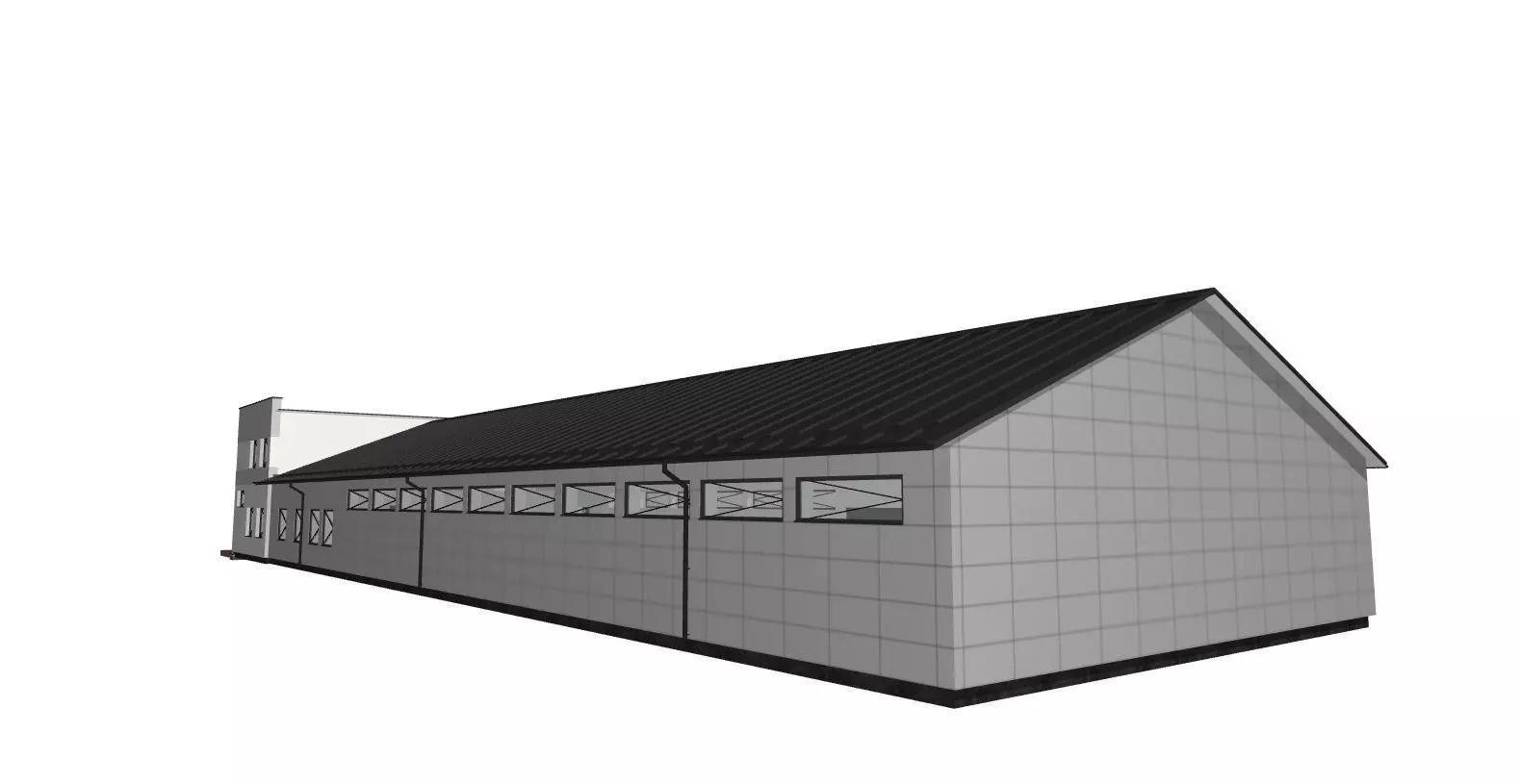 Industrial Hall with Office Building 3D model_6