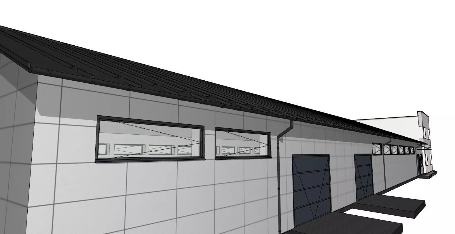 Industrial Hall with Office Building 3D model_9