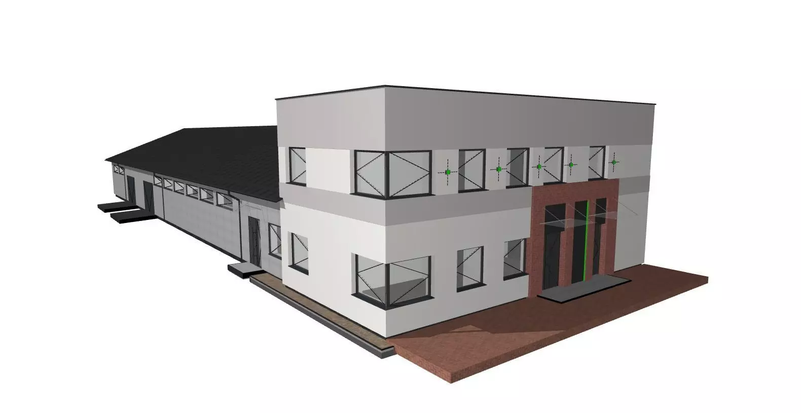 Industrial Hall with Office Building 3D model_0