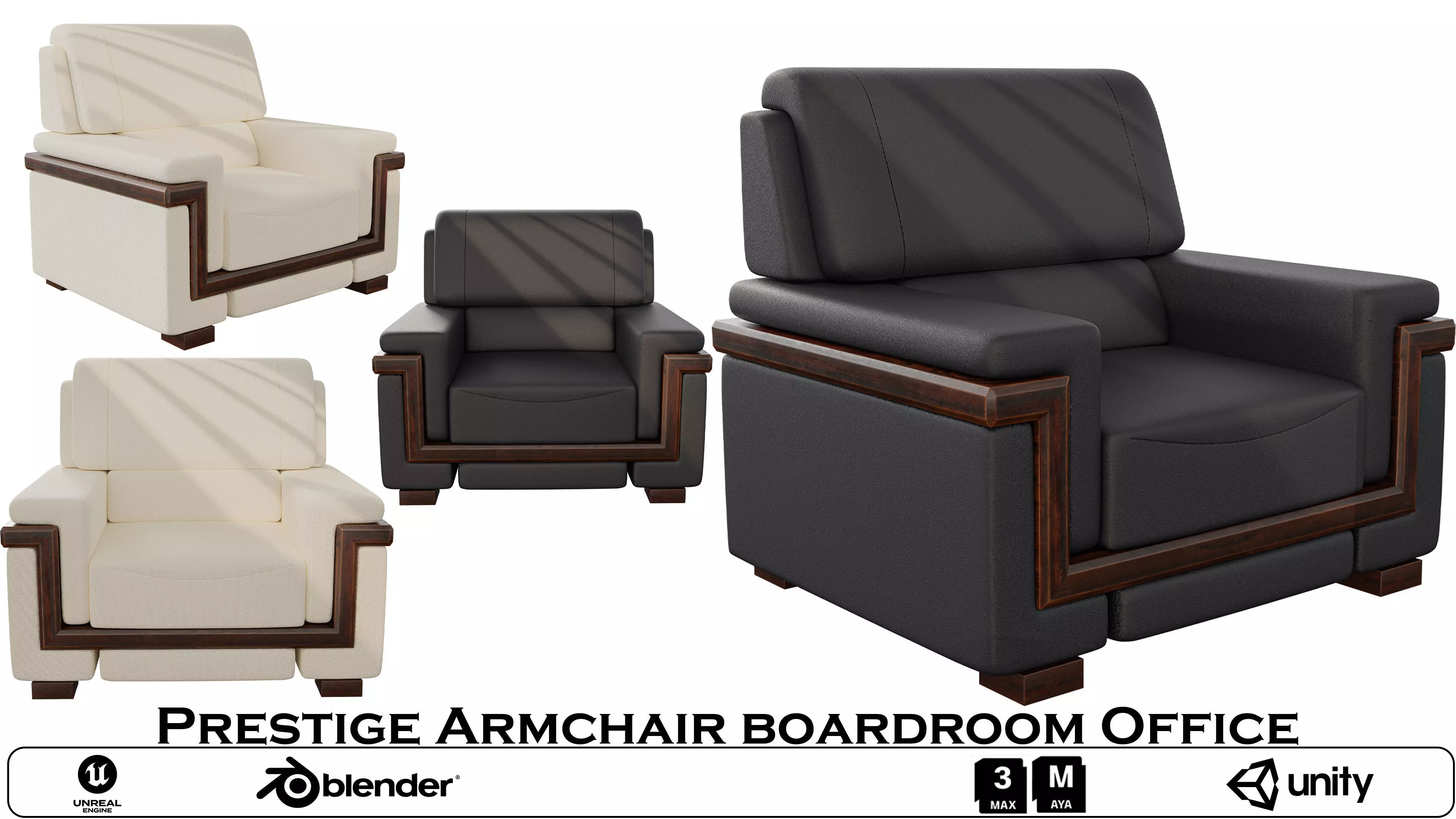 Prestige Armchair boardroom Office Low-poly 3D model