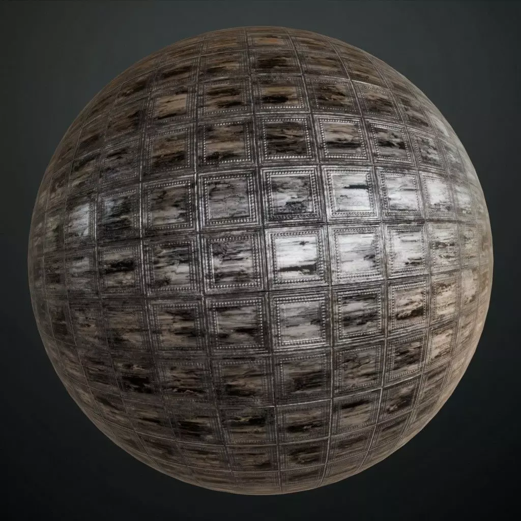 Black Rusty Vintage Metal Ceiling PBR Seamless Texture_1