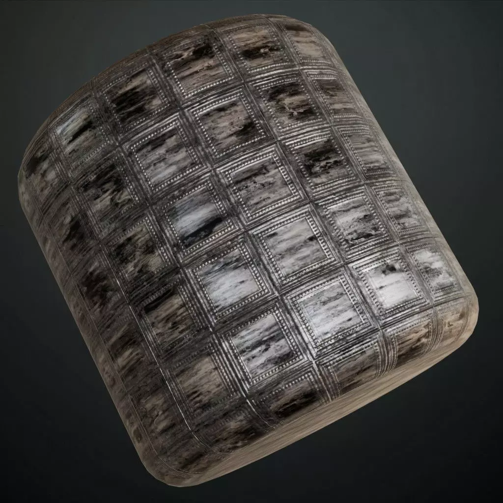 Black Rusty Vintage Metal Ceiling PBR Seamless Texture_3