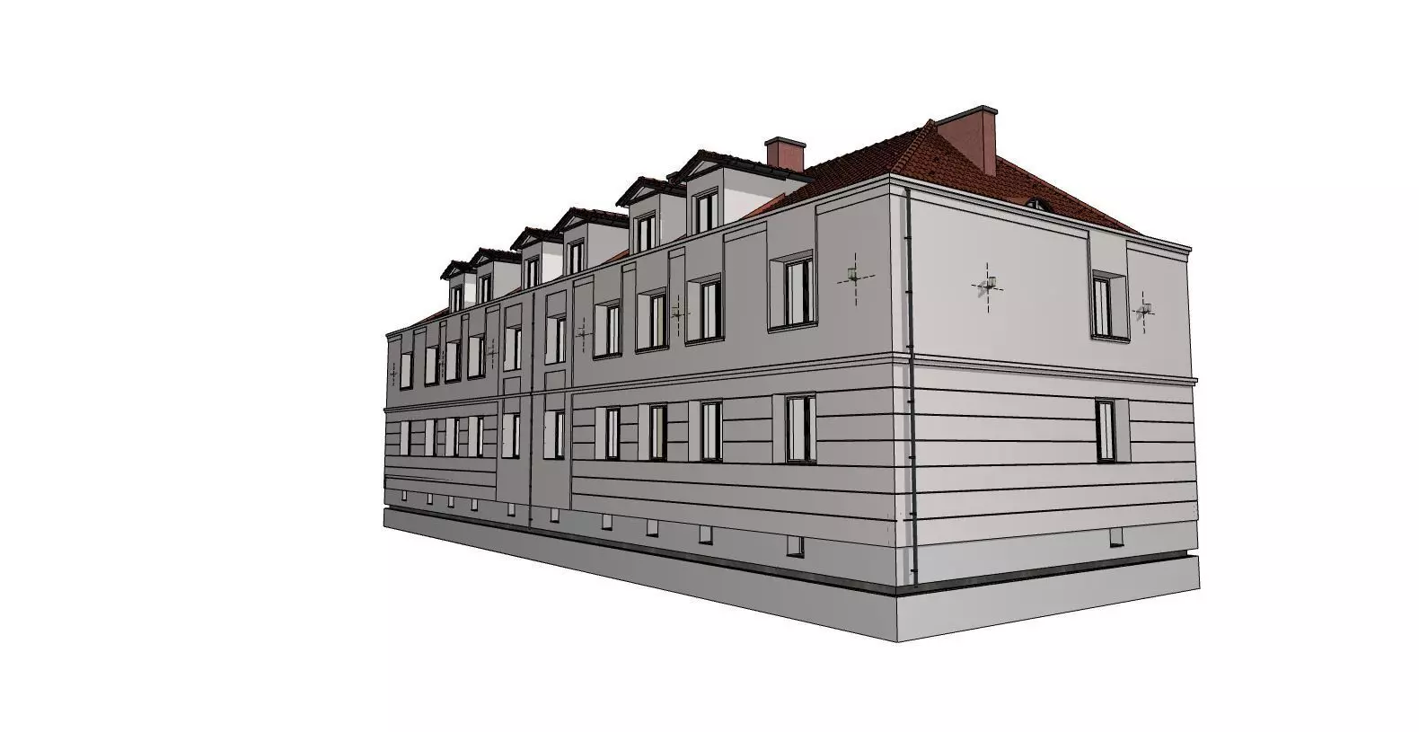 Classic Apartment Building Modern 3D Visualization 3D model_7