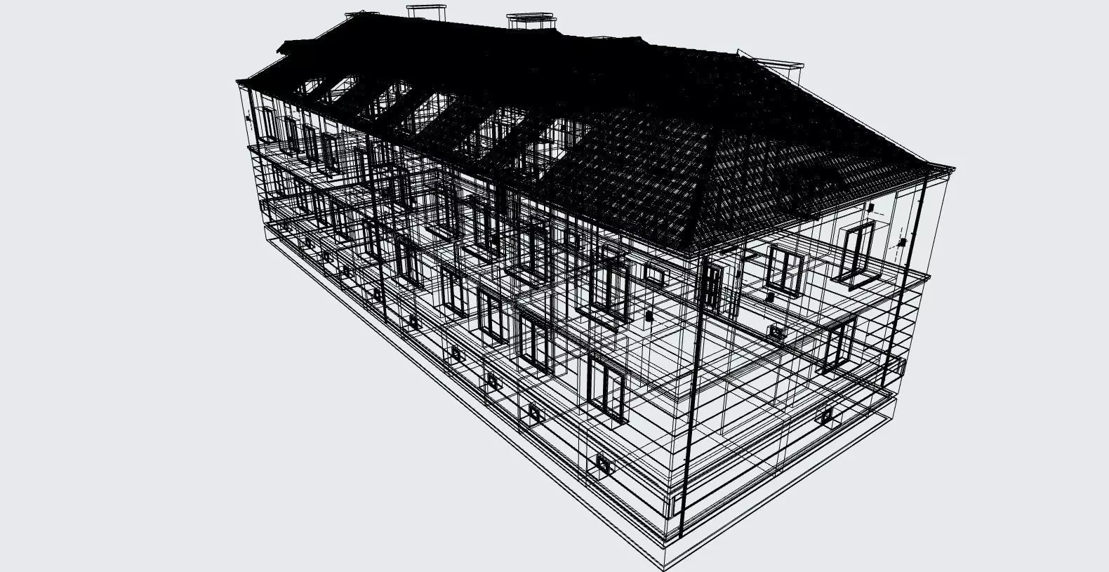 Classic Apartment Building Modern 3D Visualization 3D model_8