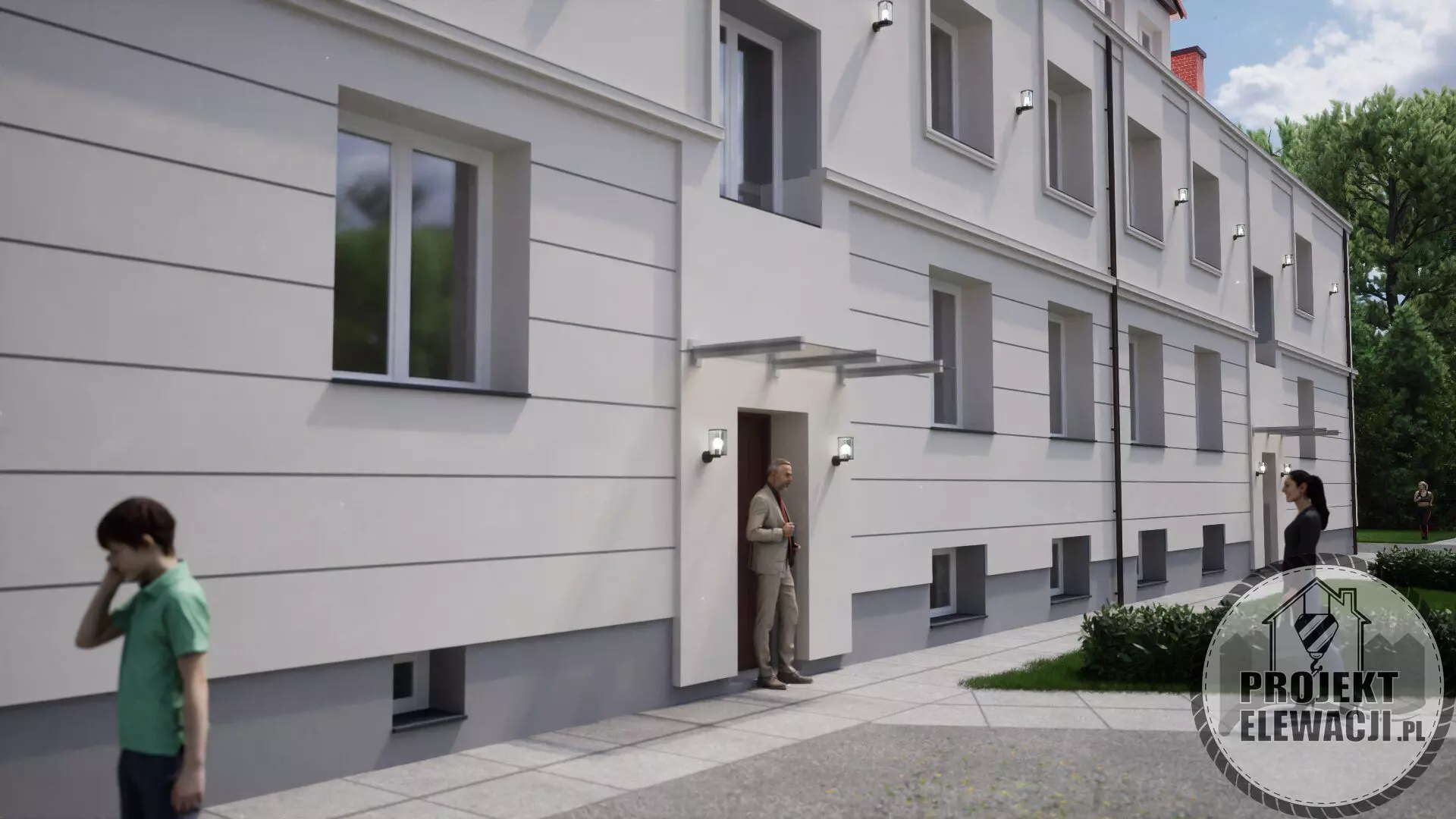 Classic Apartment Building Modern 3D Visualization 3D model_14