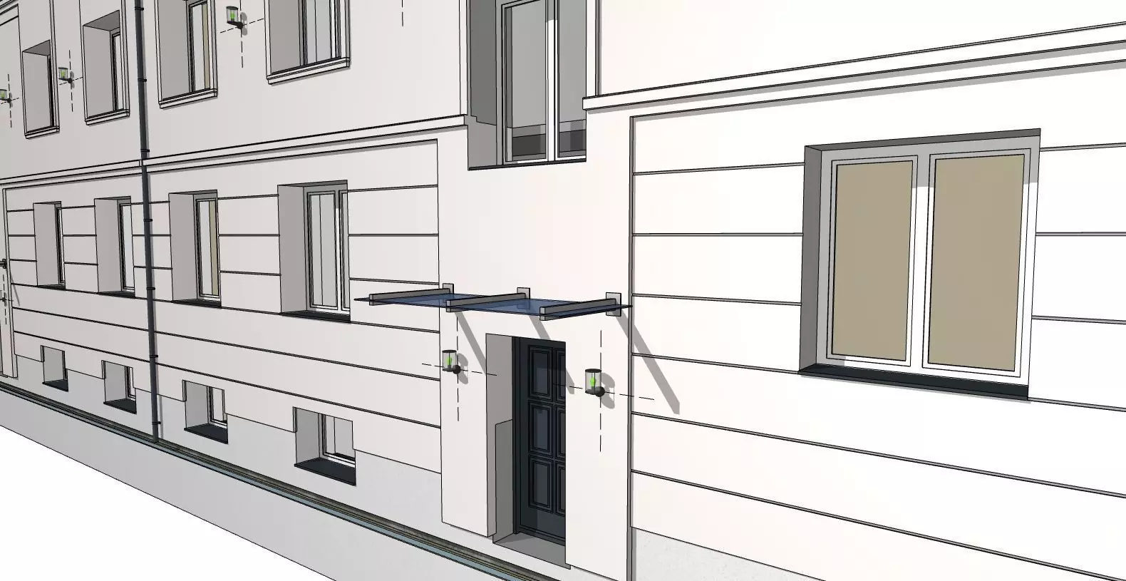 Classic Apartment Building Modern 3D Visualization 3D model_2