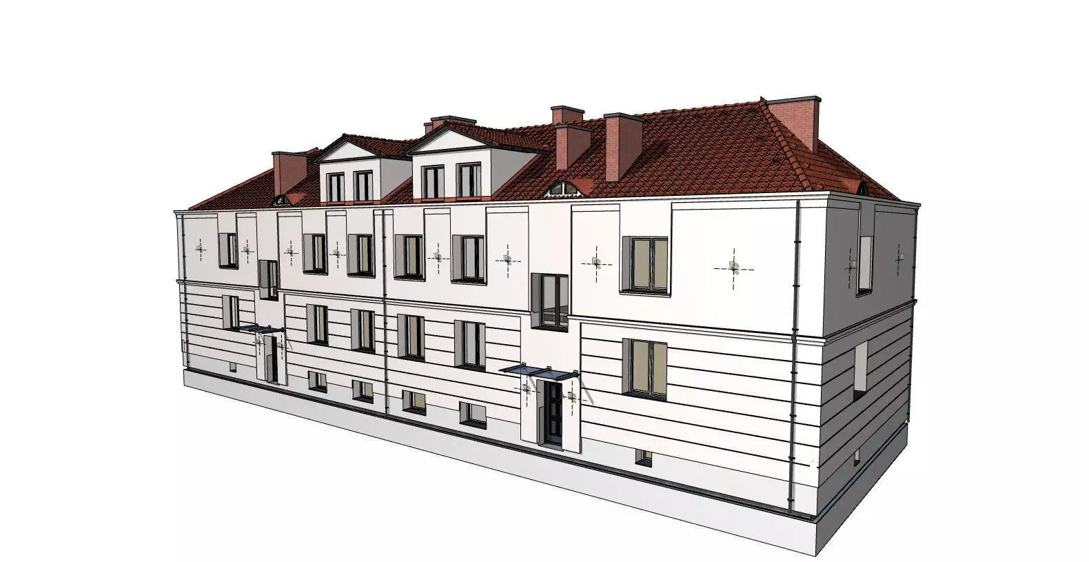 Classic Apartment Building Modern 3D Visualization 3D model_1