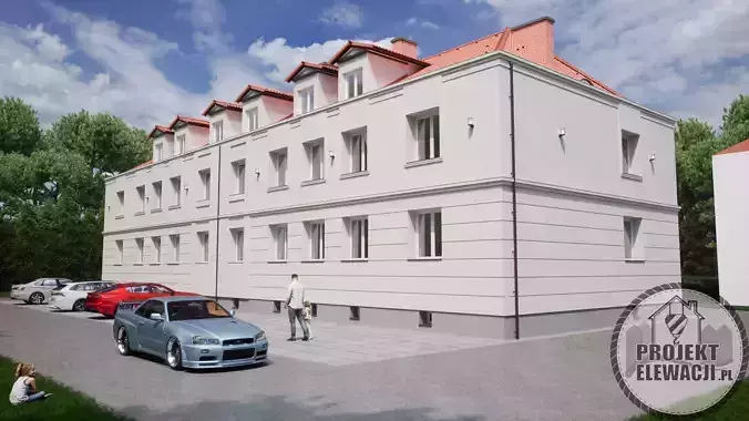 Classic Apartment Building Modern 3D Visualization