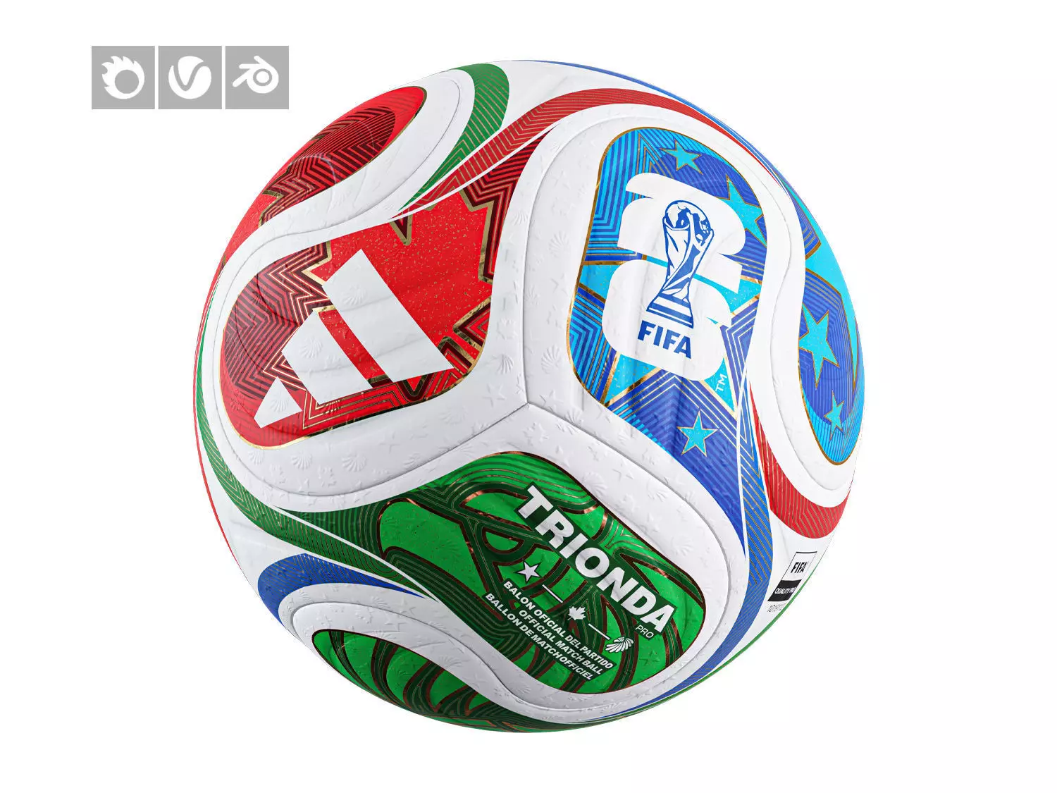 Adidas Trionda Ball World Cup 2026 Low-poly 3D model Low-poly 3D model_0