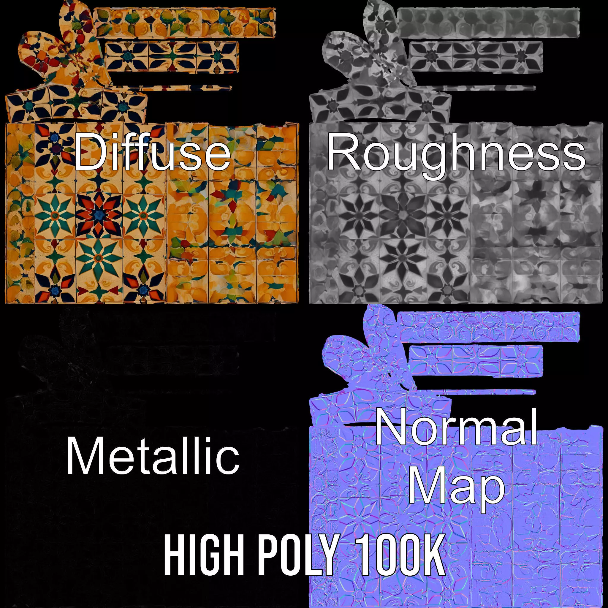 Ornate Ceramic Tile model pack Texture_4