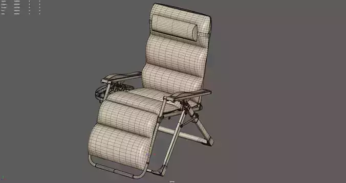 Lounge Chair with Cushion and Cup Holder 3D model 5