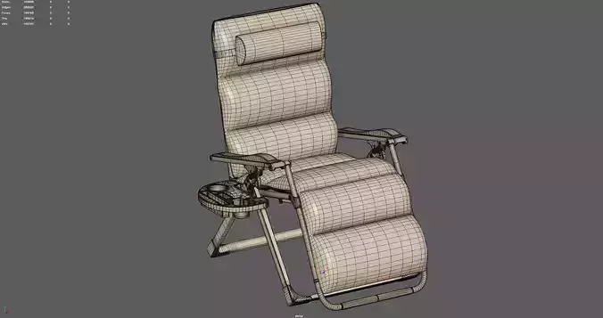 Lounge Chair with Cushion and Cup Holder 3D model 7
