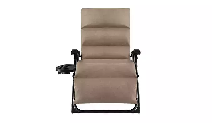 Lounge Chair with Cushion and Cup Holder 3D model 2