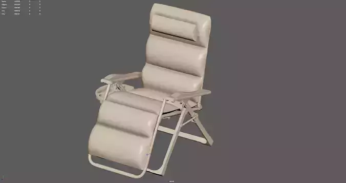 Lounge Chair with Cushion and Cup Holder 3D model 4