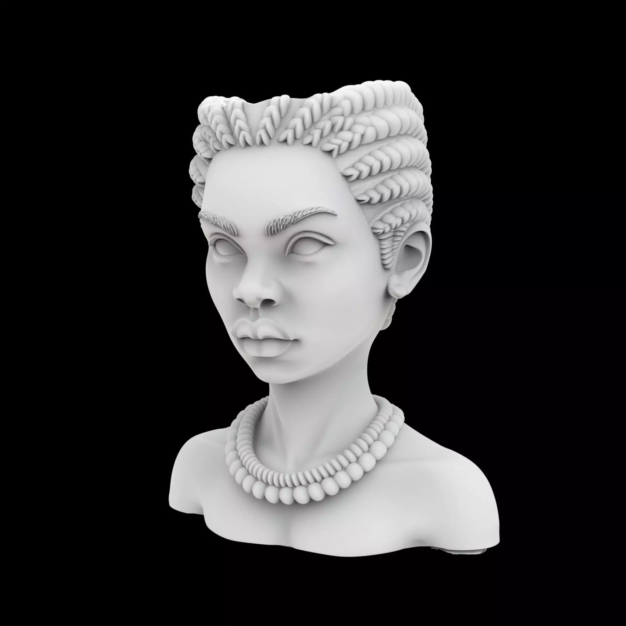 African Girl with Braids Flower Pot 3D Print Model 3D print model_1