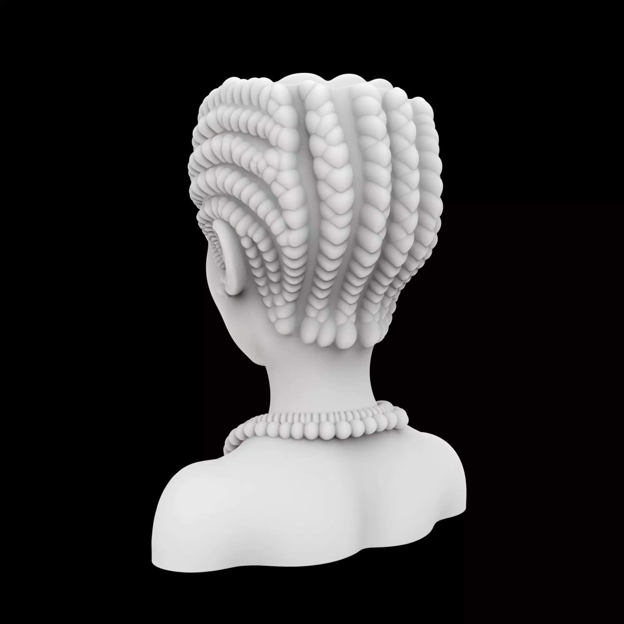 African Girl with Braids Flower Pot 3D Print Model 3D print model_3