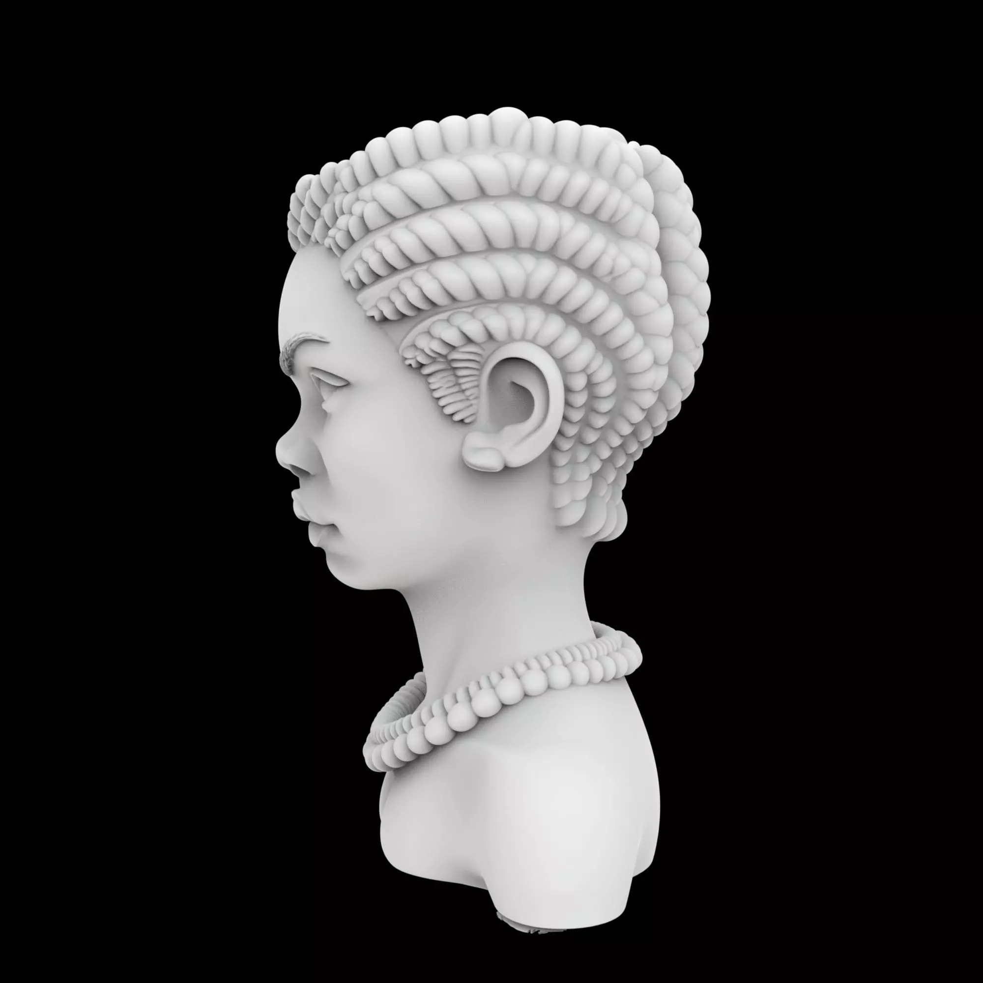 African Girl with Braids Flower Pot 3D Print Model 3D print model_2