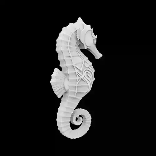 Art Deco Seahorse Sculpture 3D Print Model