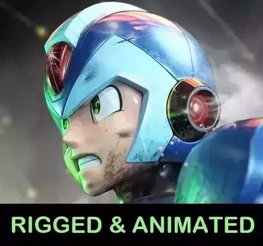 Megaman X mega man rigged and animated Low-poly 3D model